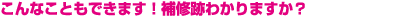 こんなこともできます。補修跡わかりますか?